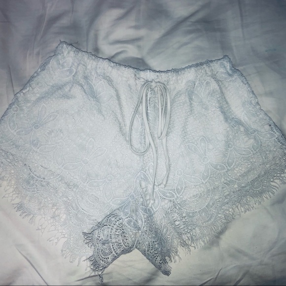 White Tie Lace Shorts - Picture 2 of 5